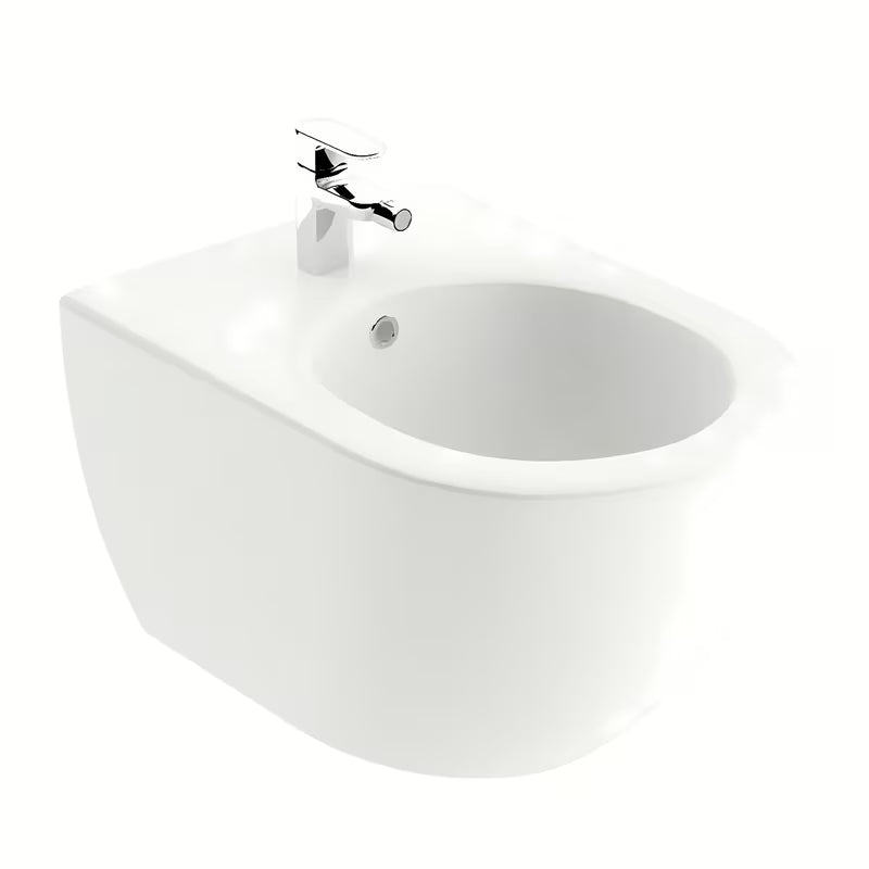 Biały wiszący bidet Ravak Chrome z ceramiki ze ukrytym montażem EasyFix