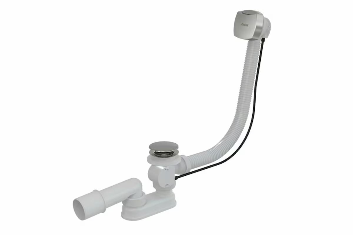 Komplet odpływowy do wanny Ravak z przelewem 800 mm w błyszczącym chromie, ze sterowaniem bowdenowym