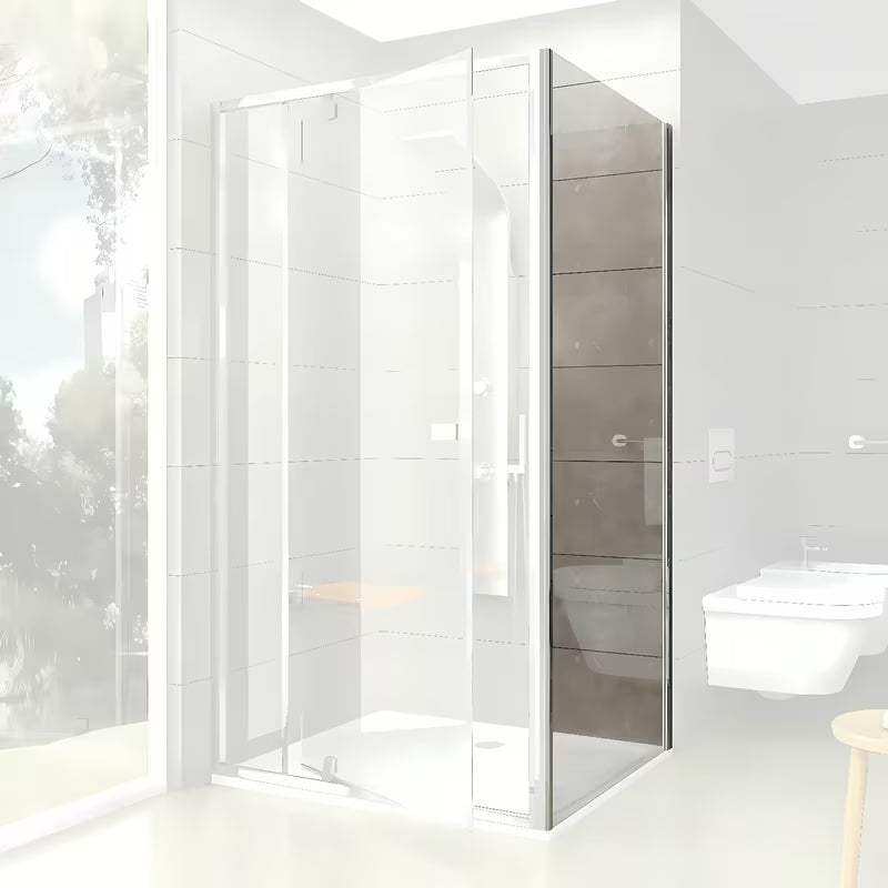 Ścianka boczna Ravak Pivot 90 cm w błyszczącym chromie, z przezroczystym szkłem bezpiecznym i powłoką Ravak anticalc.