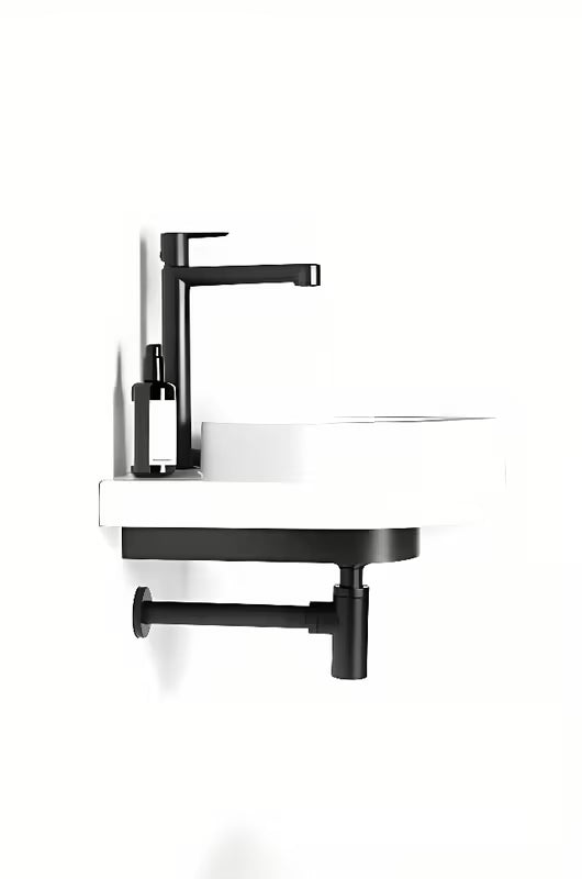 Czarny metalowy wspornik Ravak Yard pro do montażu ściennego umywalki Yard 400