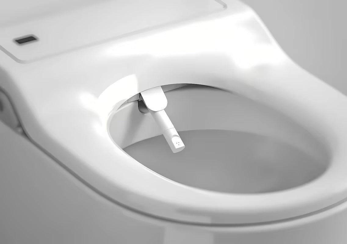 Miska WC Wisząca Roca Inspira In-Wash ze zintegrowanym bidetem w kolorze białym, w wersji Rimless.
