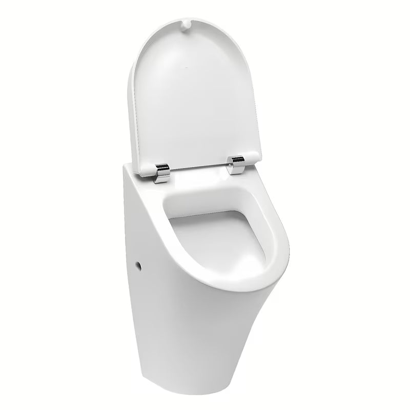 Biały domowy pisuar Roca Nexo z pokrywą soft Close pro ciche i wolne zamykanie.