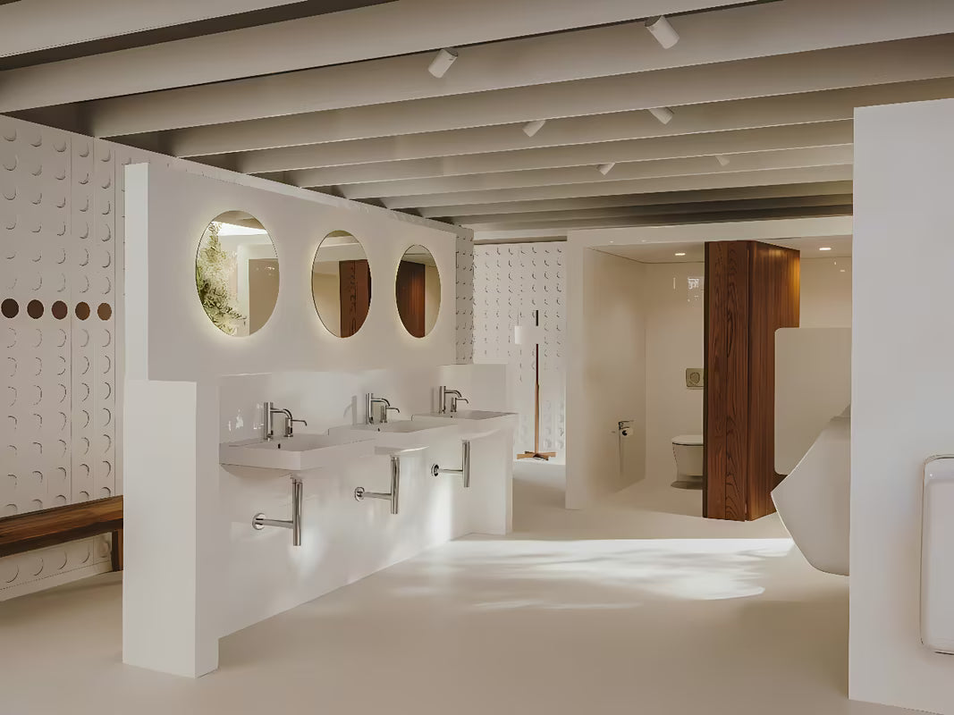 Biała umywalka wisząca Roca Ona 60x46 cm z ceramiki Fineceramic® z centralnym otworem na baterię pro i przelewem.