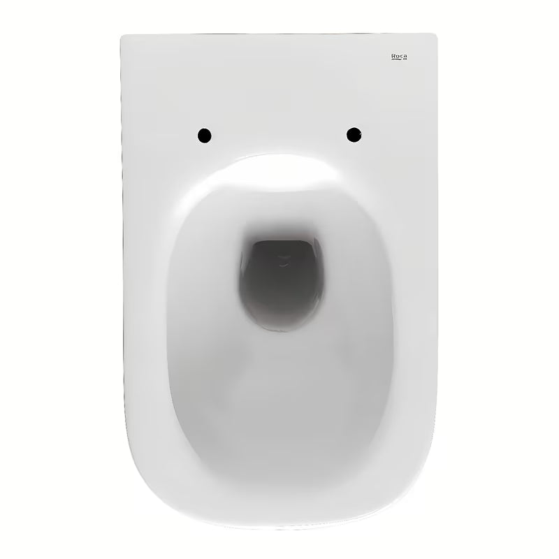 Białe miska WC wisząca Roca The Gap w wersji Rimless bez układu spłukującego i o kwadratowym designie