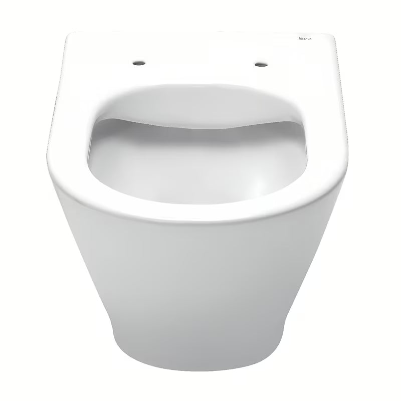 Białe miska WC wisząca Roca The Gap Round z deską soft Close pro z cichym domykaniem
