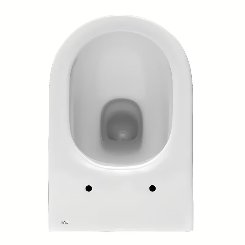 Białe miska WC wisząca Roca The Gap Round z deską soft Close pro z cichym domykaniem