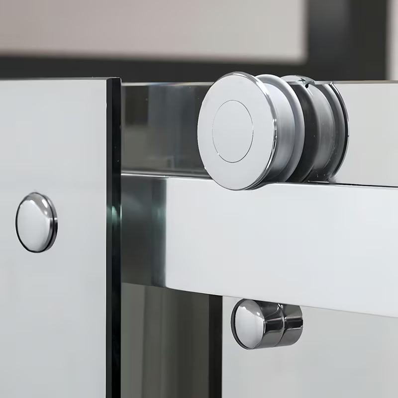 Roth Ambient Line przesuwne drzwi prysznicowe do wnęki 150 cm w błyszczącym chromie z przezroczystym szkłem