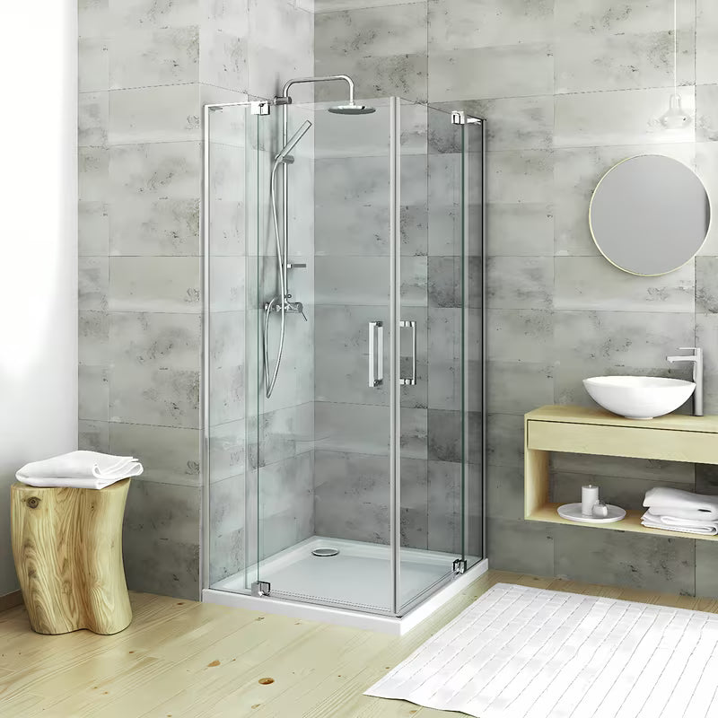 Roth Elegant Neo Line bezramowe drzwi prysznicowe 120 cm w błyszczącym chromie z przezroczystym szkłem