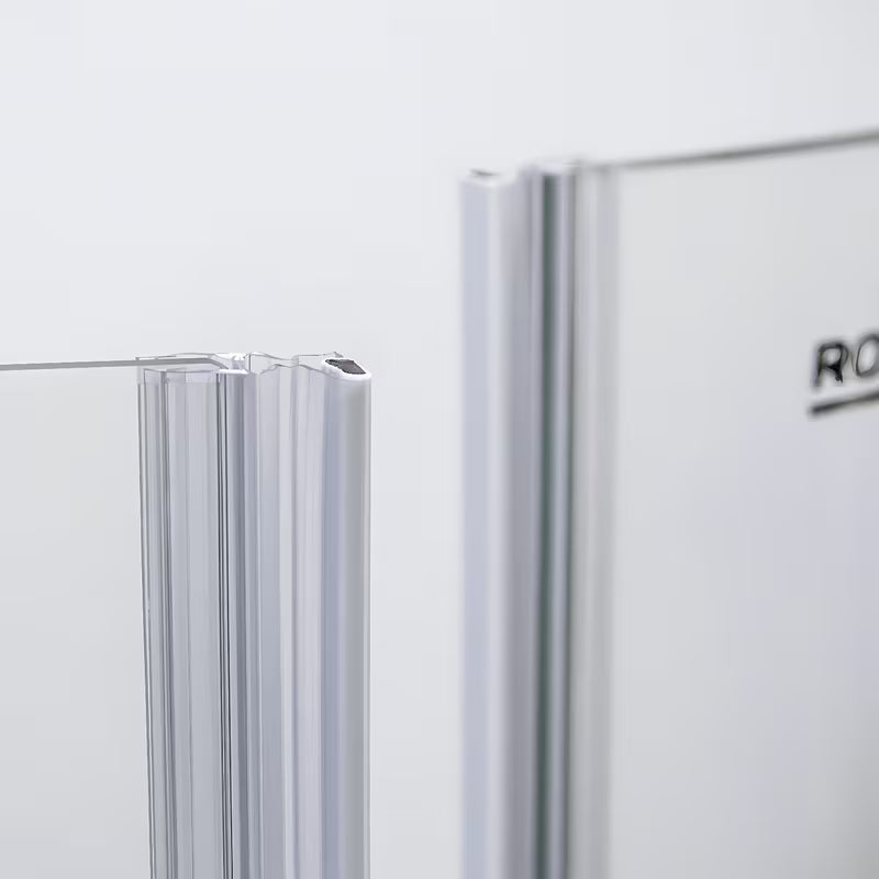 Roth Elegant Neo Line bezramowe drzwi prysznicowe 120 cm w błyszczącym chromie z przezroczystym szkłem