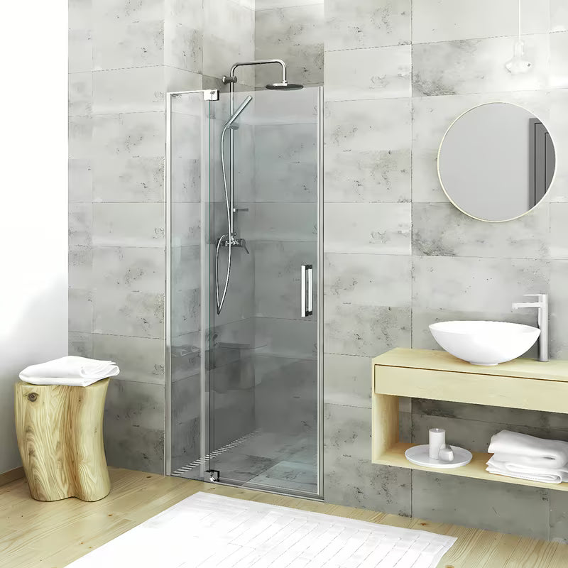Roth Elegant Neo Line bezramowe drzwi prysznicowe 120 cm w błyszczącym chromie z przezroczystym szkłem