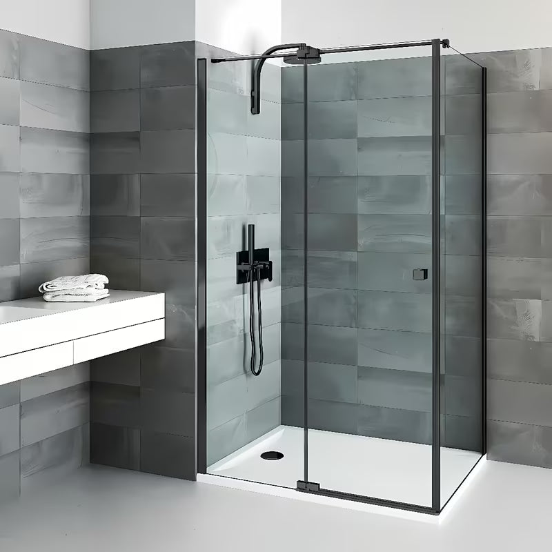 Ścianka boczna do drzwi prysznicowych Roth Elegant Neo Line 80 cm w wykończeniu czarny mat
