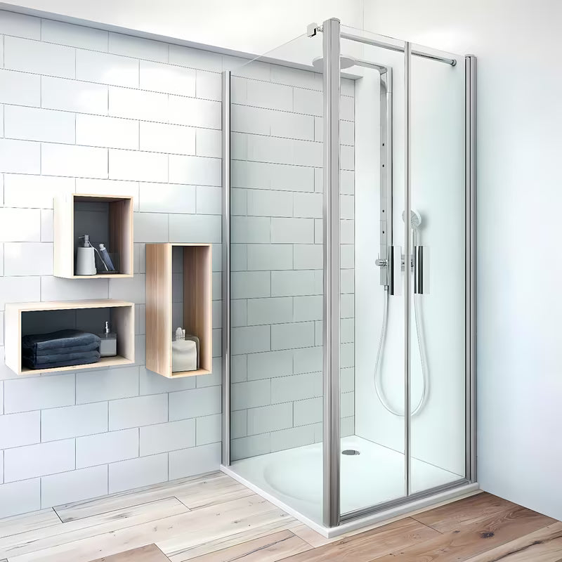 Ścianka boczna do drzwi prysznicowych Roth Tower Line 90 cm w połyskującym chromie z przezroczystym szkłem