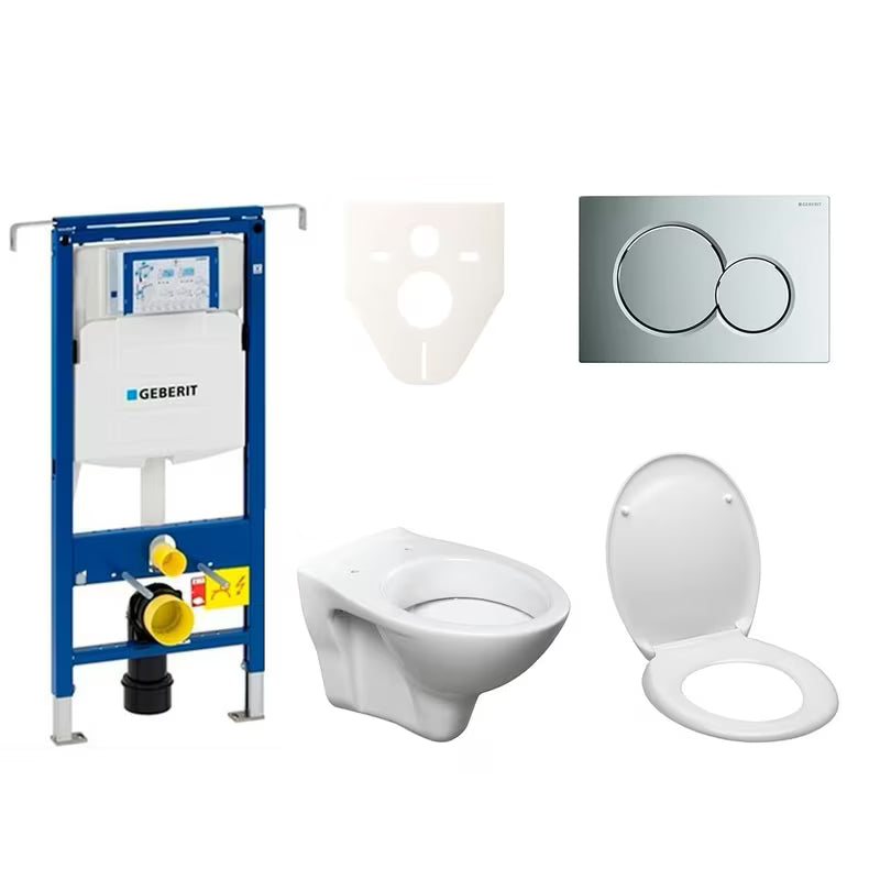 Zestaw WC podtynkowy S-Line Pro z modułem Geberit Duofix, przyciskiem Sigma 01 i deską z duroplastu.