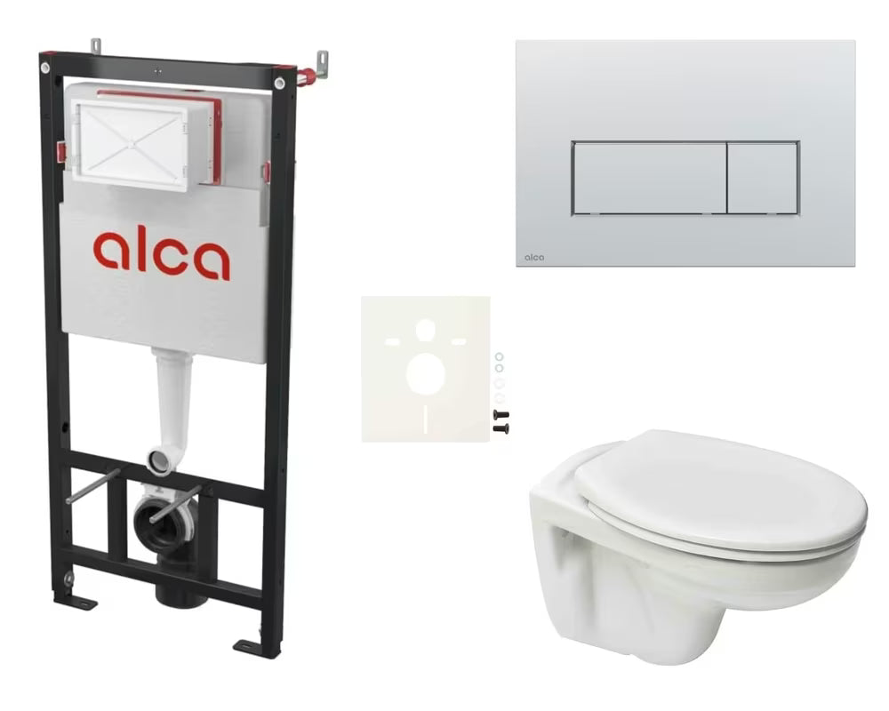 Zestaw WC podtynkowy S-Line Pro z modułem podtynkowym, spłuczką Alca i deską z duroplastu