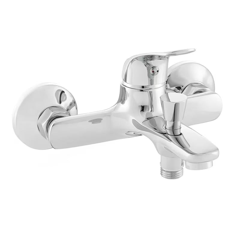 Jednouchwytowa ścienna bateria wannowa S-Line Pro w wykończeniu chrom z zaokrąglonym wzornictwem