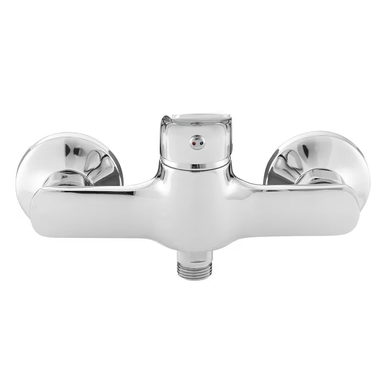 Ścienna jednouchwytowa bateria prysznicowa S-Line Pro w błyszczącym chromie o nowoczesnym, zaokrąglonym wzornictwie.