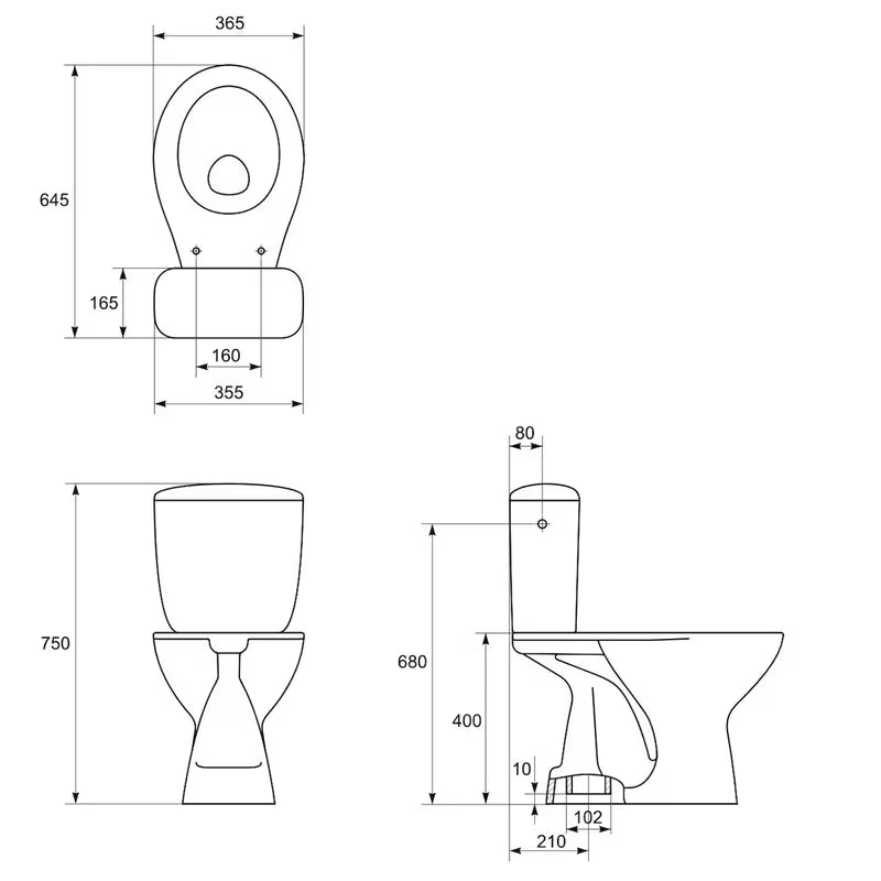 Miska WC Stojąca kompakt WC S-Line Pro w kolorze białym z odpływem pionowym i spłukiwaniem 3/6 l