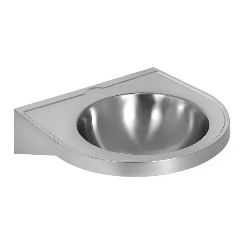 Wiszące umywalka nierdzewna Sanela Supersteel pro dla osób z niepełnosprawnościami z wytłoczeniami na mydło