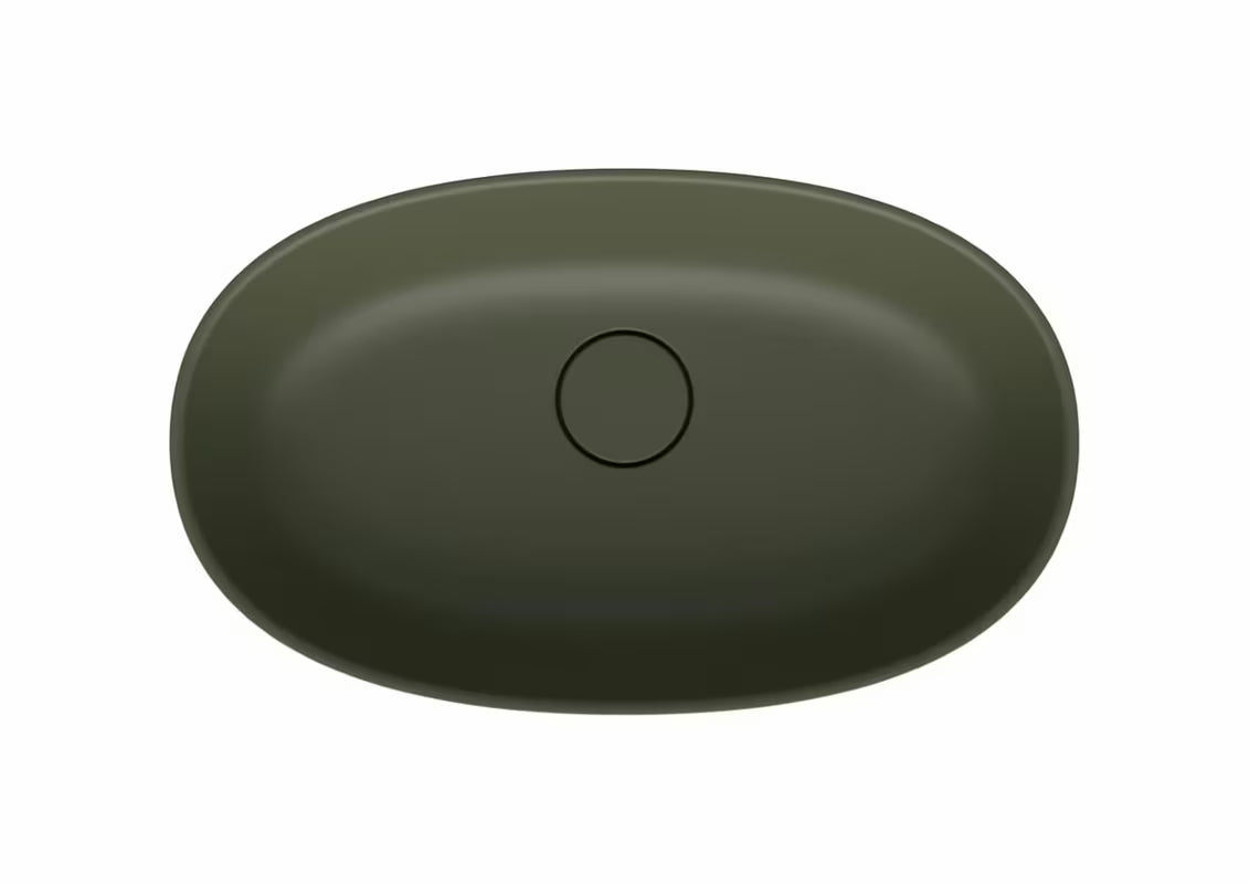 Zielone umywalka nablatowa SAT Aula 60x36 cm z lanego marmuru bez przelewu