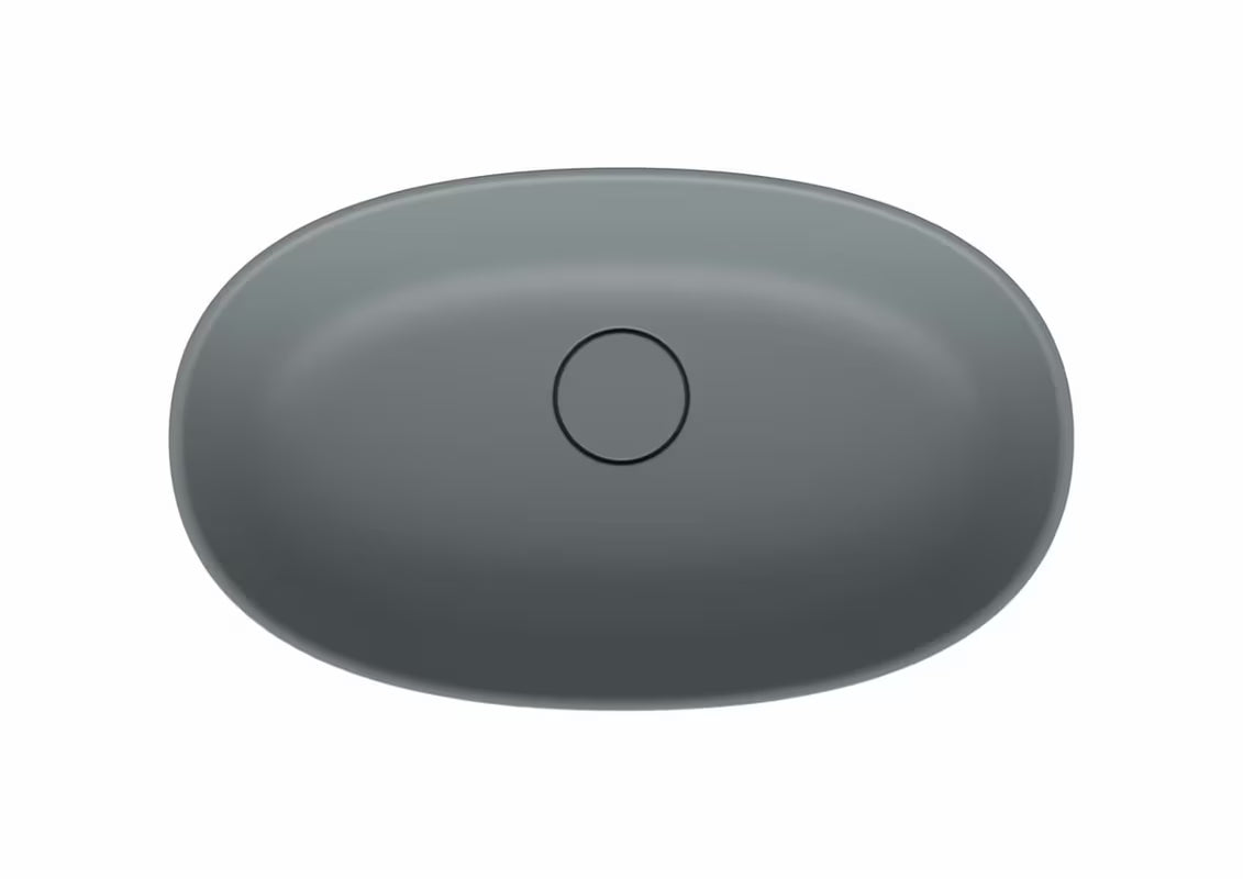 Jasnoszare umywalka nablatowa SAT Aula 60x36 cm z lanego marmuru bez przelewu