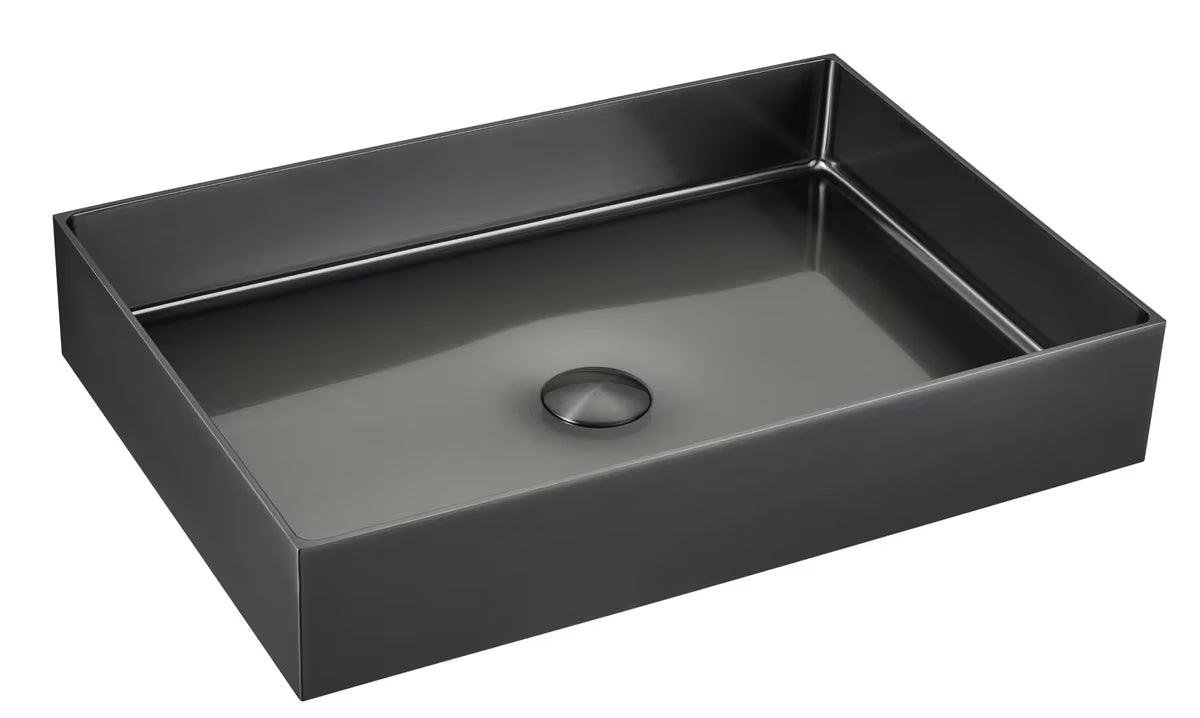 SAT Aurum umywalka nablatowa ze stali nierdzewnej w kolorze gun metal, 55 x 38 cm.