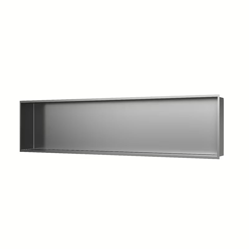Wnęka łazienkowa SAT Aurum ze stali nierdzewnej w kolorze szczotkowanej stali z ramką
