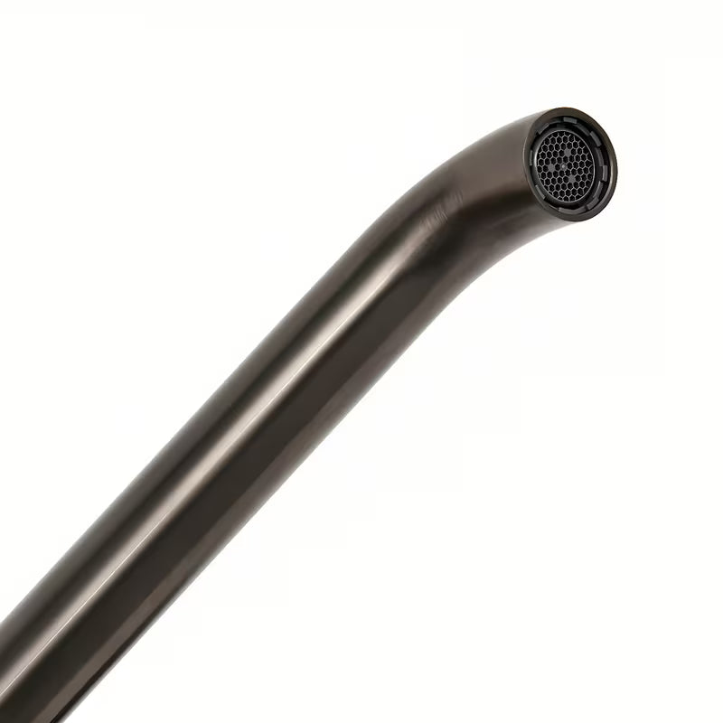 Podtynkowa jednouchwytowa bateria umywalkowa SAT Aurum w wykończeniu szczotkowany gun metal o okrągłym wzornictwie.
