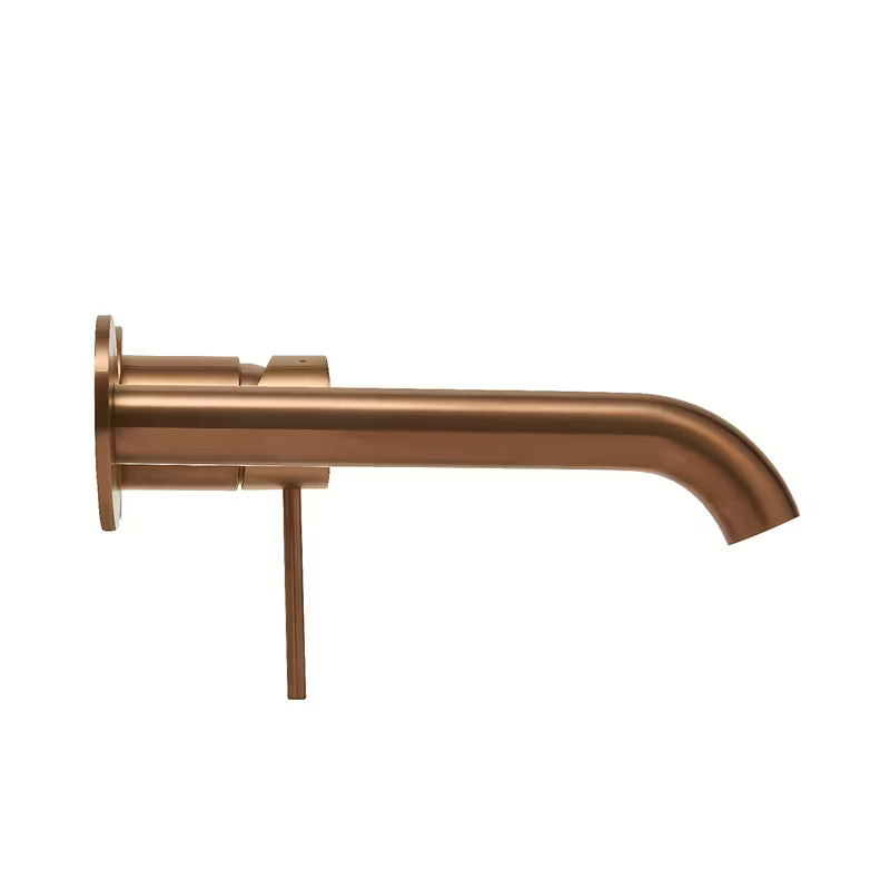 Podtynkowa bateria umywalkowa SAT Aurum w wykończeniu rose gold brushed o okrągłym wzornictwie.