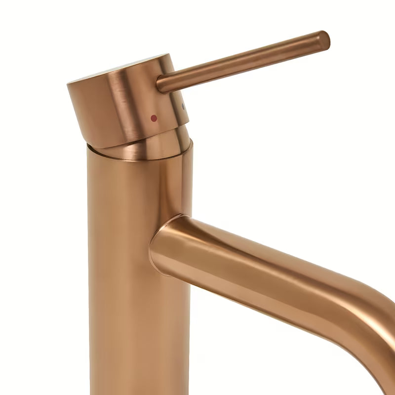 Jednouchwytowa stojąca bateria umywalkowa SAT Aurum w wykończeniu rose gold brushed bez odpływu