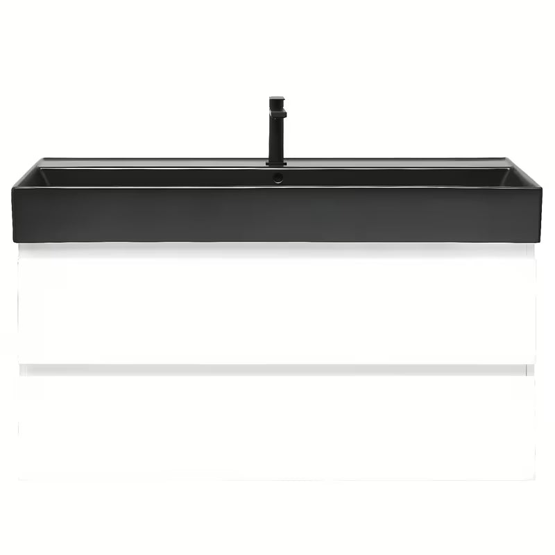 Wisząca szafka łazienkowa SAT B-Way 1 z umywalką ceramiczną w białym połysku 99x50x45 cm