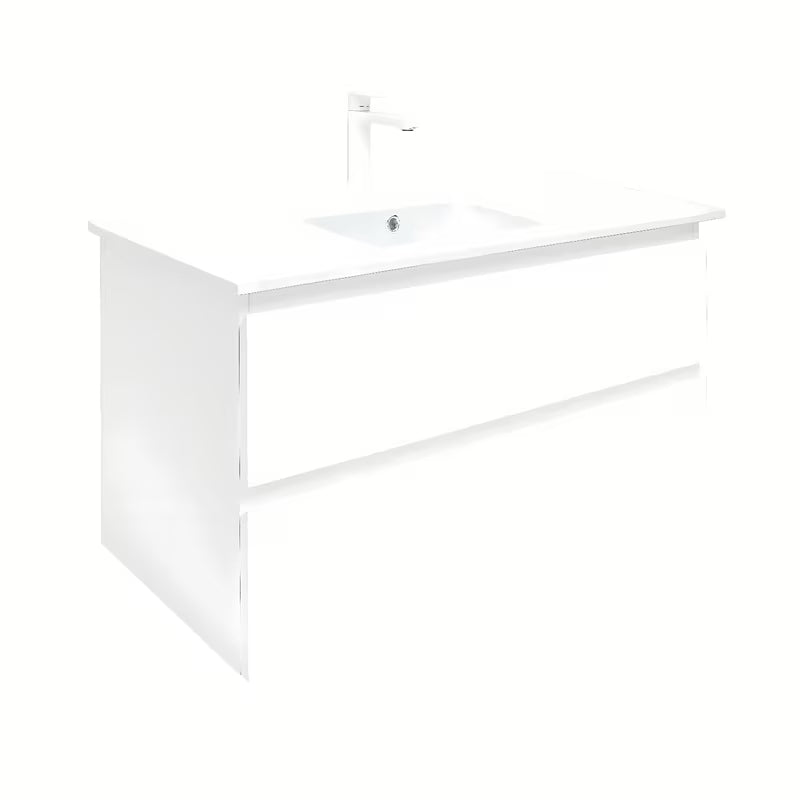 Wisząca szafka łazienkowa SAT B-Way 1 z umywalką w białym połysku 99x45x50 cm