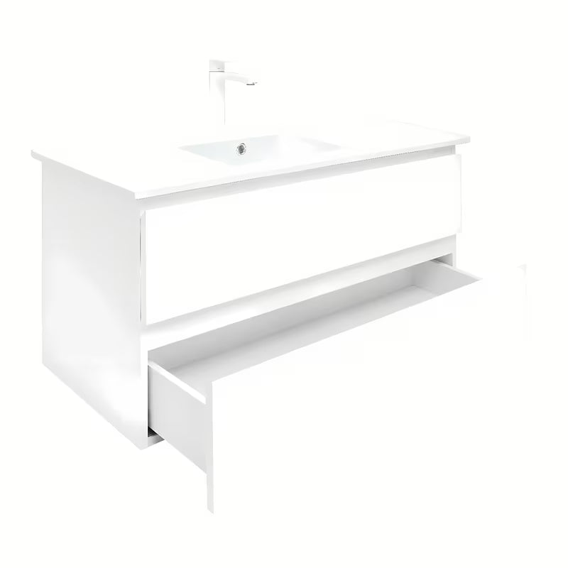 Wisząca szafka łazienkowa SAT B-Way 1 z umywalką w białym połysku 99x45x50 cm