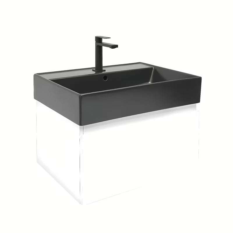 Wisząca szafka łazienkowa z umywalką ceramiczną SAT B-Way w białym połysku 59x45x30 cm