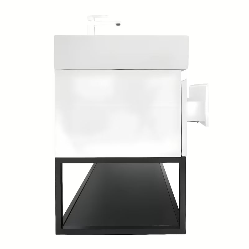 Wisząca szafka pod SAT B-Way s z podwójną umywalką w białym połysku 119x45x30 cm