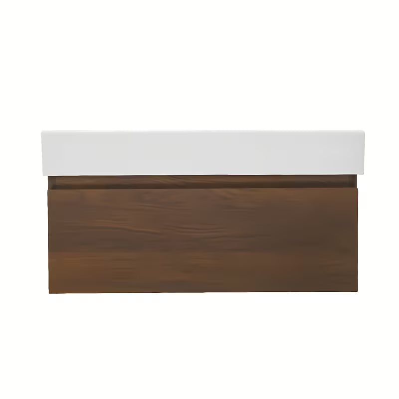 Wisząca szafka łazienkowa z umywalką ceramiczną SAT B-Way w dekorze orzecha