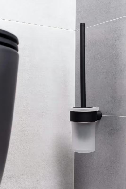 Ścienna SZCZOTKA do Wc SAT B-Way R w matowej czerni o zaokrąglonym, minimalistycznym designie.