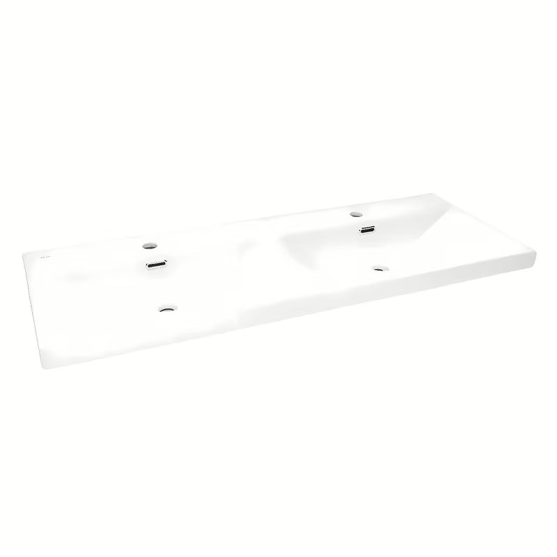 Meblowe umywalka podwójna SAT B-Way 121x46 cm w matowej bieli, z dwoma otworami pro baterię