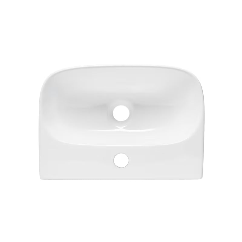 Białe ceramiczne mała umywalka SAT Brevis 43x30 cm bez przelewu z otworem pro na baterię