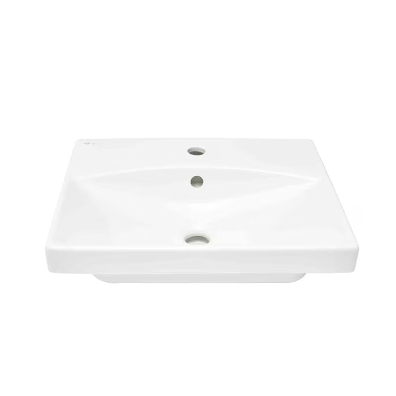 Biała wiszące umywalka ceramiczna SAT Brevis 50,5x40 cm z przelewem i otworem pro na baterię pośrodku
