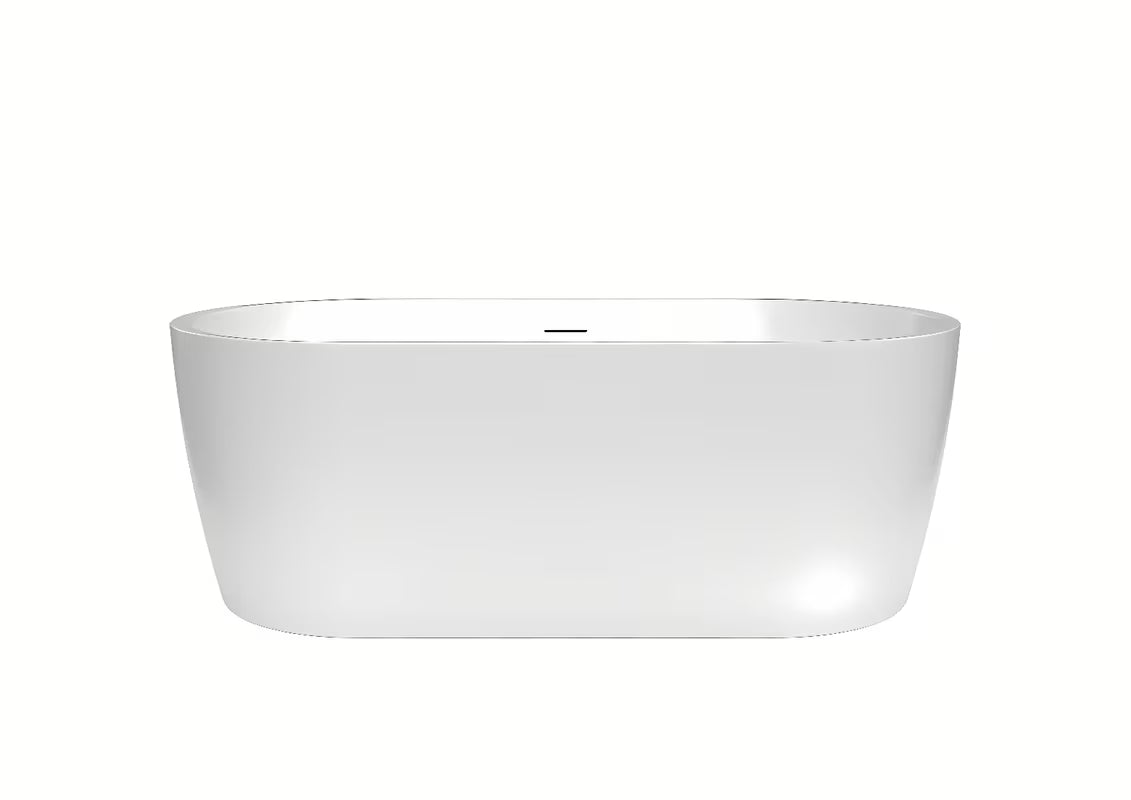 Wolnostojący wanna akrylowa SAT Brevis 160x80 cm w kolorze białym, odpowiednia przyścienny również do ustawienia na środku pomieszczenia.