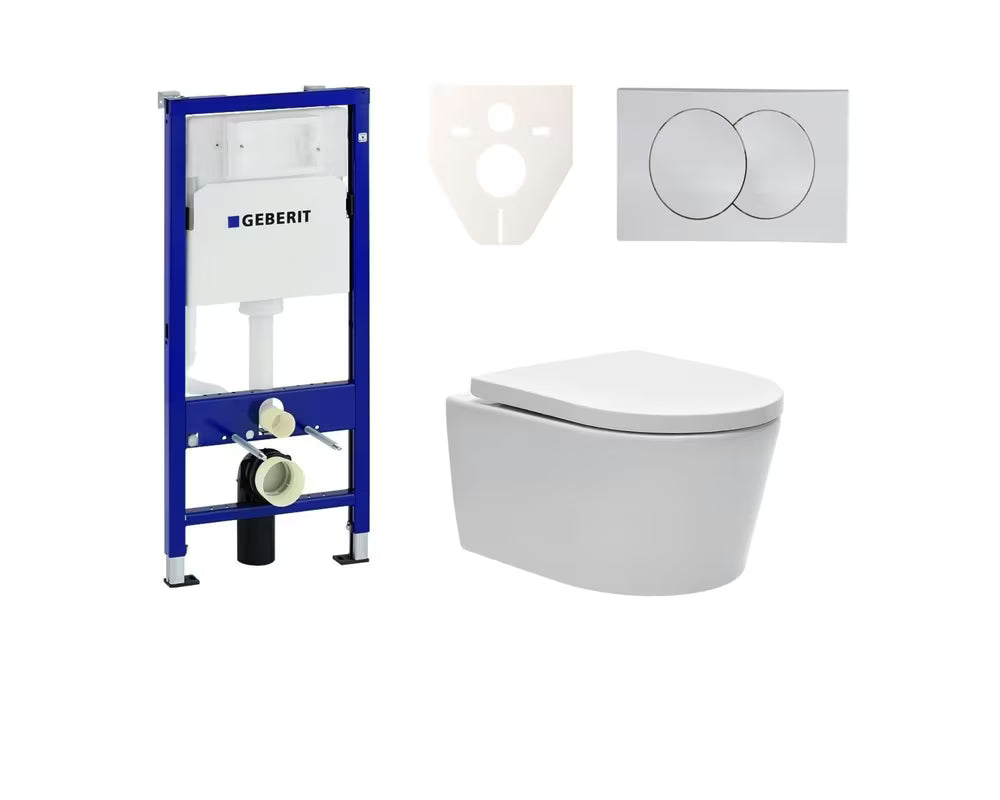 Zestaw WC podtynkowy SAT Brevis ze stelażem podtynkowym Geberit Duofix, przyciskiem i deską soft Close EasyLock