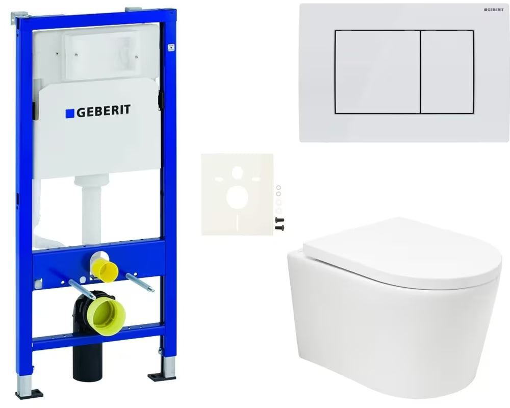 Zestaw WC podtynkowy SAT Brevis w błyszczącym białym kolorze, z wirowym spłukiwaniem i deską soft Close