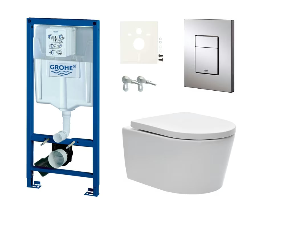 Zestaw WC podtynkowy SAT Brevis ze stelażem podtynkowym Grohe Rapid SL i deską sedesową z soft Close i EasyLock