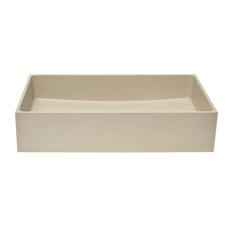 Piaskowa betonowa umywalka nablatowa SAT Cemento 64x37 cm z cienkimi ściankami