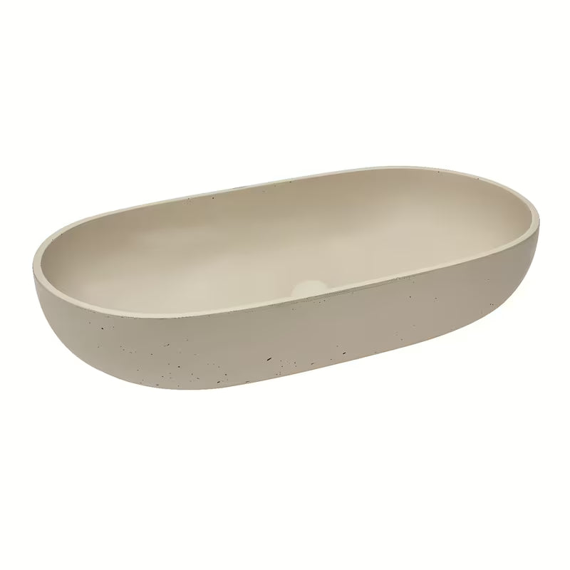 Piaskowa betonowa umywalka SAT Cemento nablatowy 65x35 cm z cienkimi ściankami