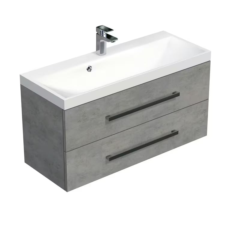 Wisząca szafka łazienkowa z umywalką SAT Cube Way w imitacji betonu 100x53x40 cm