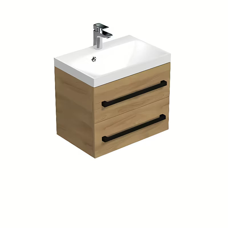 Wisząca szafka łazienkowa z umywalką SAT Cube Way w dekorze dębu hickory, 60x40 cm