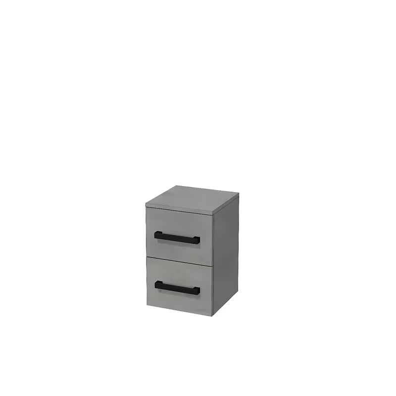 Niska wisząca szafka łazienkowa SAT Cube Way w imitacji betonu z czarnymi uchwytami