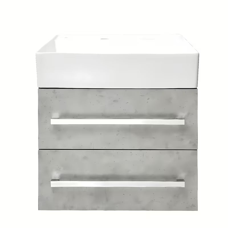 Wisząca szafka łazienkowa SAT Cube Way z umywalką ceramiczną w dekorze beton 60x46x53 cm