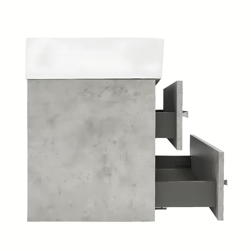 Wisząca szafka łazienkowa SAT Cube Way z umywalką ceramiczną w dekorze beton 60x46x53 cm